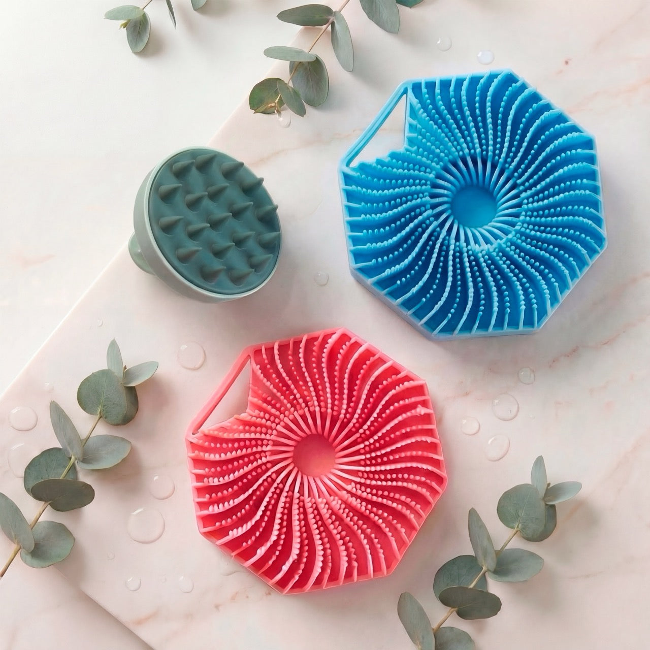 Kit de Baño 3 en 1 | 2X1 ESPONJA EXFOLIANTE + REGALO MASAJEADOR CAPILAR